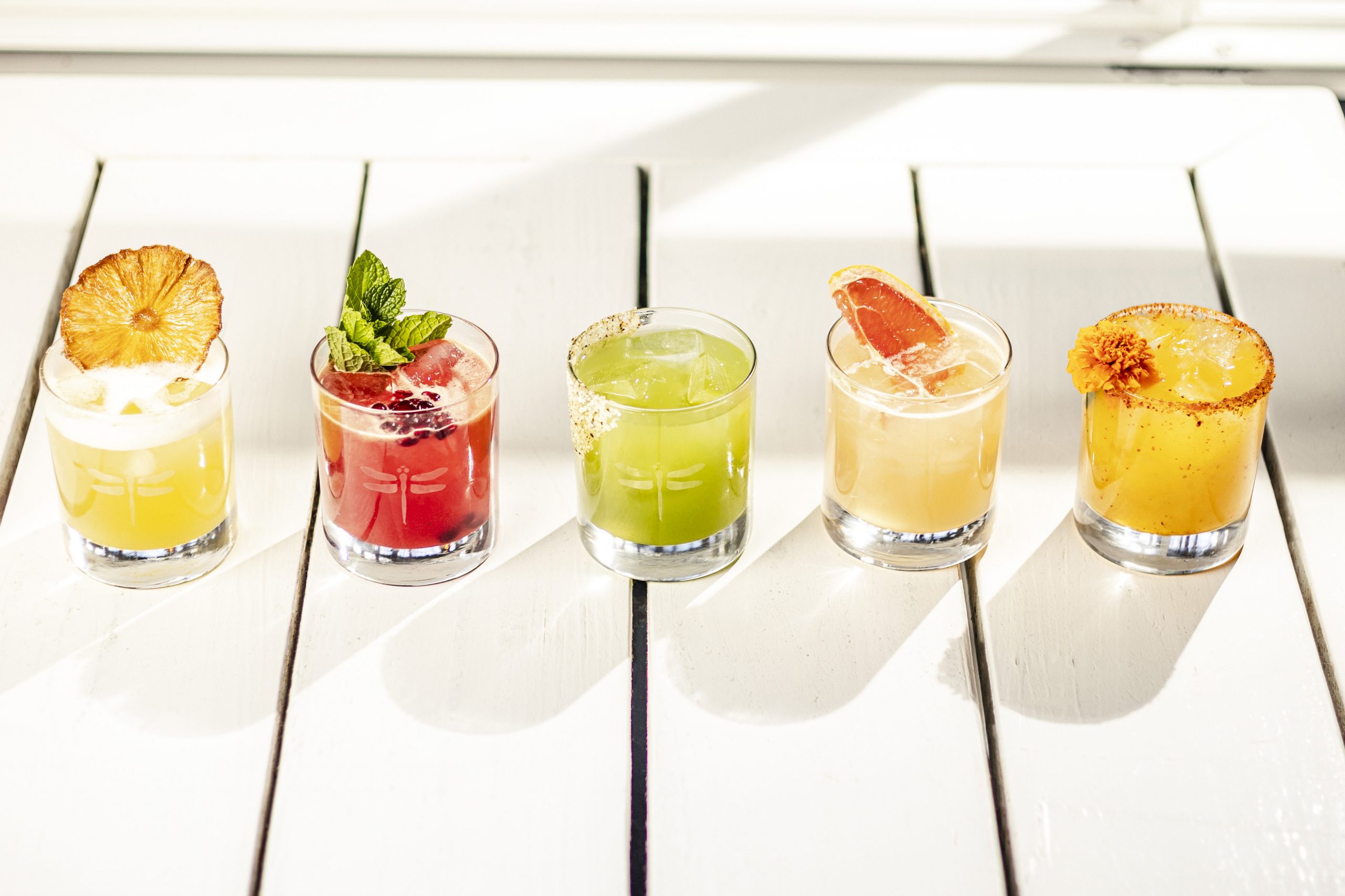 photo of five cocktails